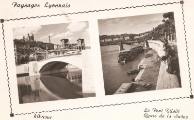 Lyon - Le pont Tilsitt et la colline de Fourvière. La Saône au pont du Palais de Justice (1) red.jpg