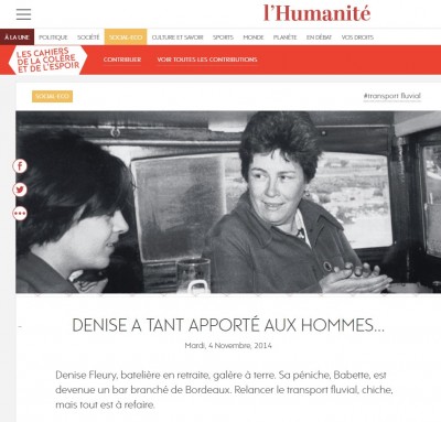 L'Humanité du 4 novembre 2014 - Denise Fleury du BABETTE (1).jpg