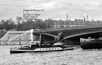 Remorqueur Guêpe 48 (.....)(23,16m x 4,60m)(225cv vapeur)(1900 Nantes) futur Guêpe 8.jpg (62.33 Kio) Vu 3532 fois Remorqueur Guêpe 48 (.....)(23,16m x 4,60m)(225cv vapeur)(1900 Nantes) futur Guêpe 8.jpg