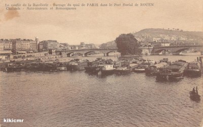 Le conflit de la batellerie - Barrage du quai de Paris dans le port fluvial de Rouen - Chaland, Automoteurs et Remorqueurs (1) (Copier).jpg